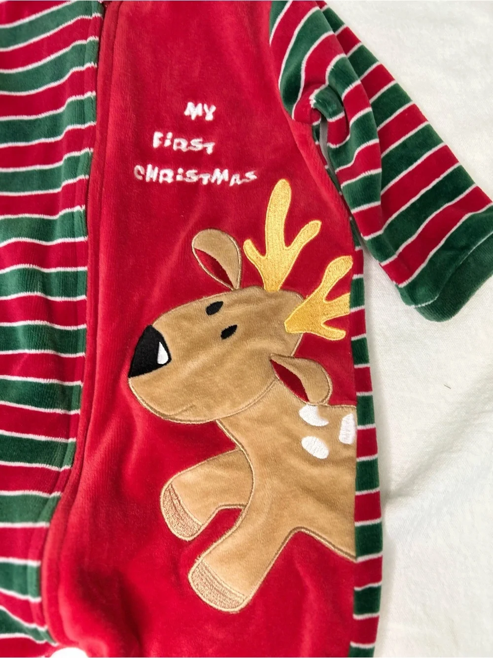 Little Me My First Christmas Reindeer Velour Footie Sleeper 9M